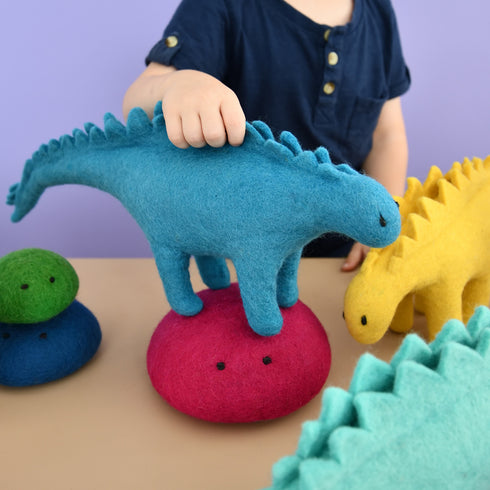 DASHDU - Selfless Stegosaurus - Blue Felt Dinosaur